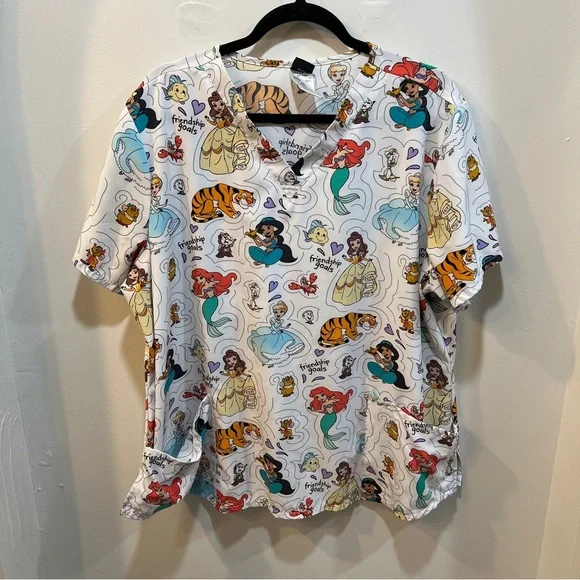 Disney Princess Friendship Goals V-Neck Scrub Top - Picture 2 of 6